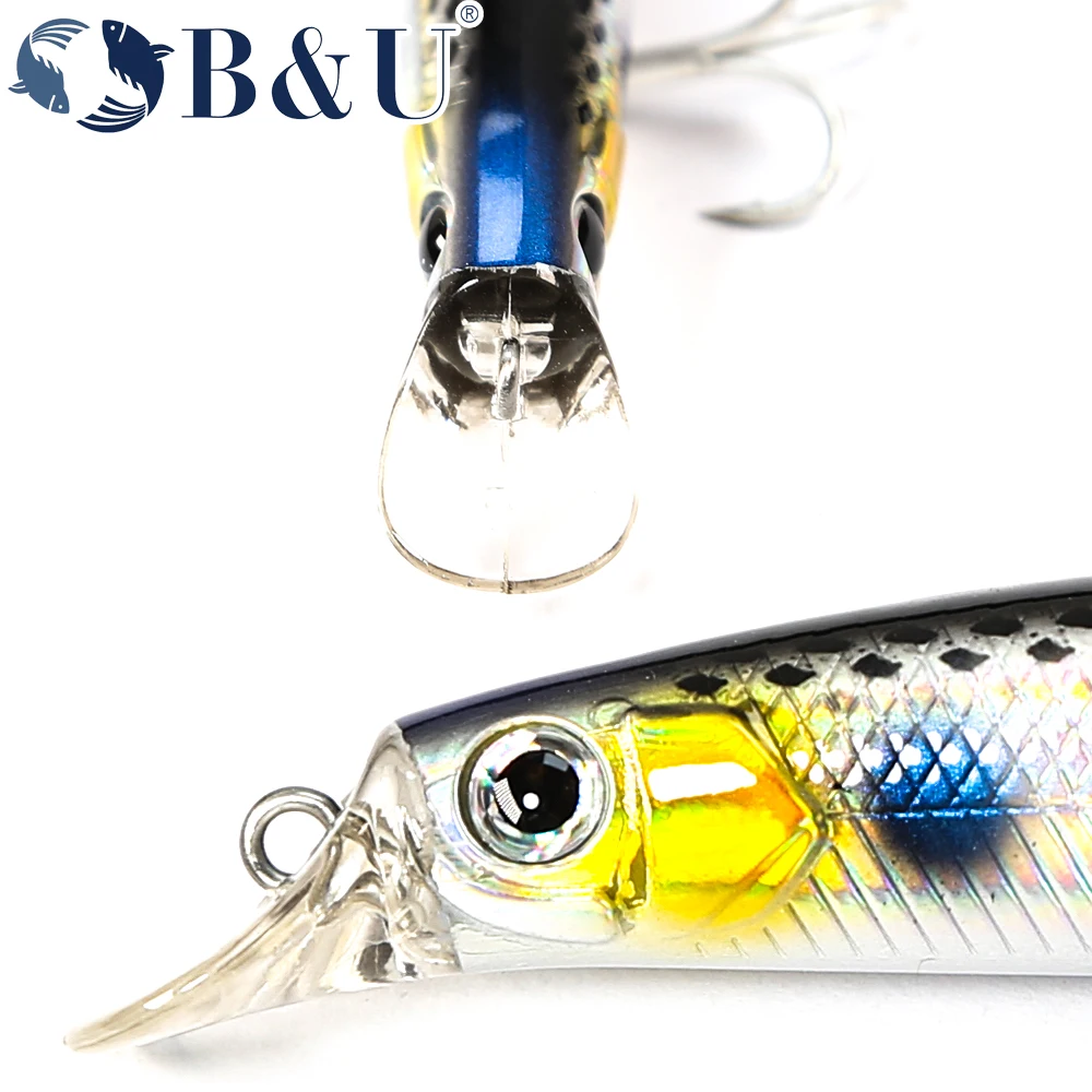 B & U 90mm 125mm mar hundimiento lento/flotante fundición larga pececillo pesca agua salada Wobbler Jerkbaits Swimbait lubina atún para pesca - imagen 5