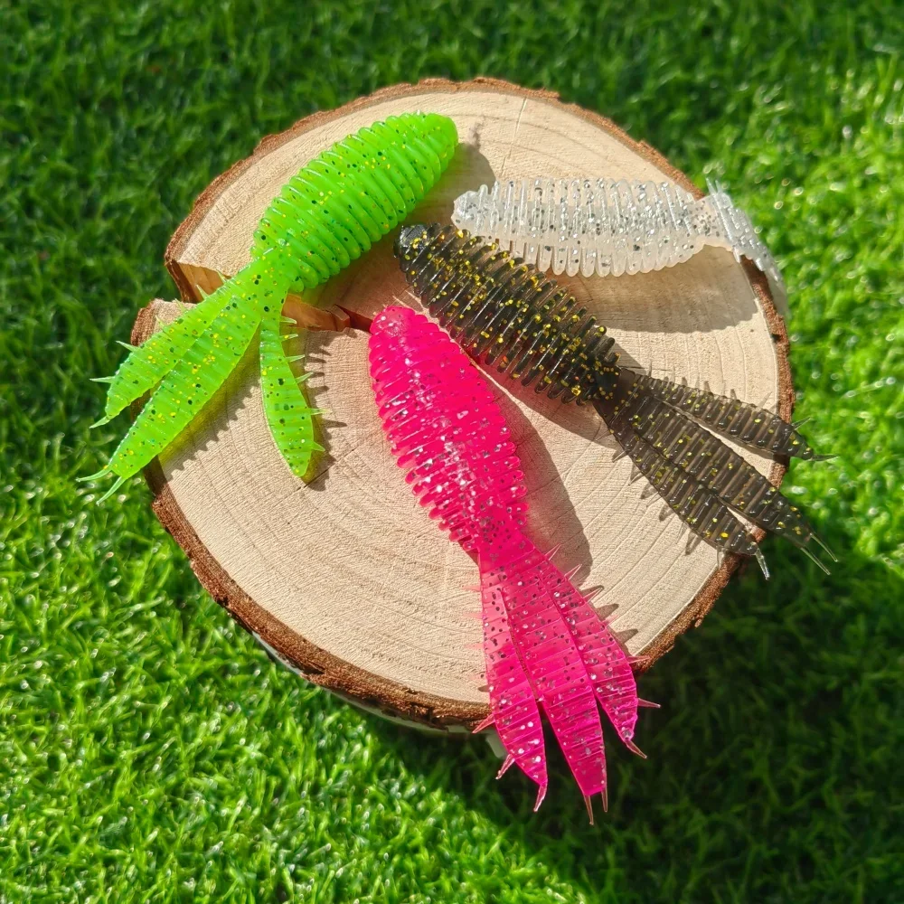 24 Uds 95MM gusano silicona suave señuelo de pesca fuelle enmalle Artificial Lucio lubina Swimbait aparejo para cebos de pesca leurre souple - imagen 5