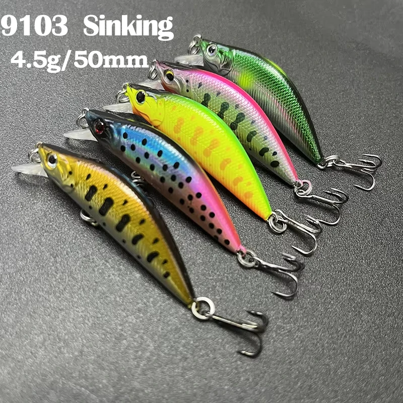 Señuelos de pesca de trucha, 50mm, 4,5g, señuelo de pececillo que se hunde, cebo duro Artificial 50S, equipo de cebo Twitch para pesca de agua dulce, superventas - imagen 5