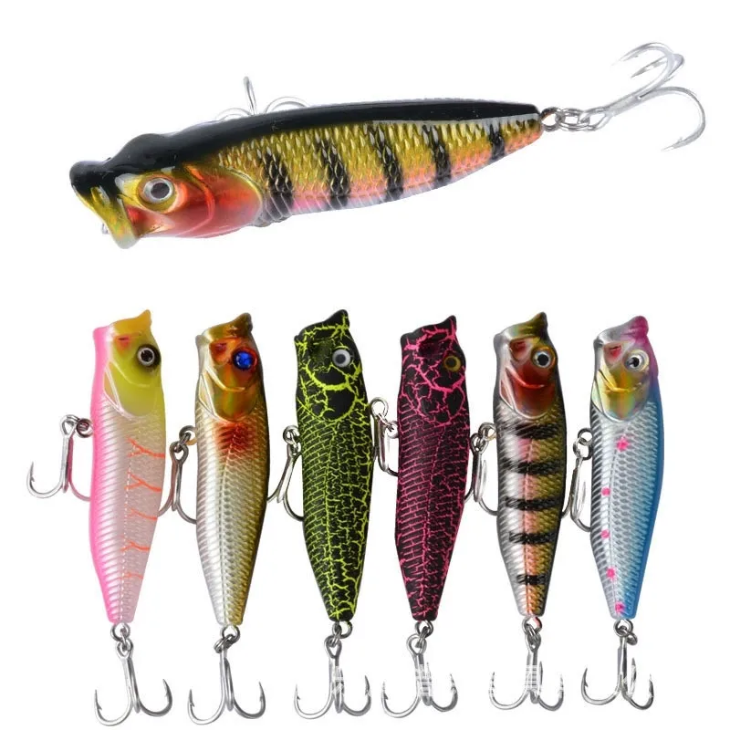 1 Uds calidad Whopper Plopper 6,8 cm 6,6g Top agua Popper señuelo de pesca cebo duro Wobblers giratorio cola suave aparejos de pesca - imagen 2