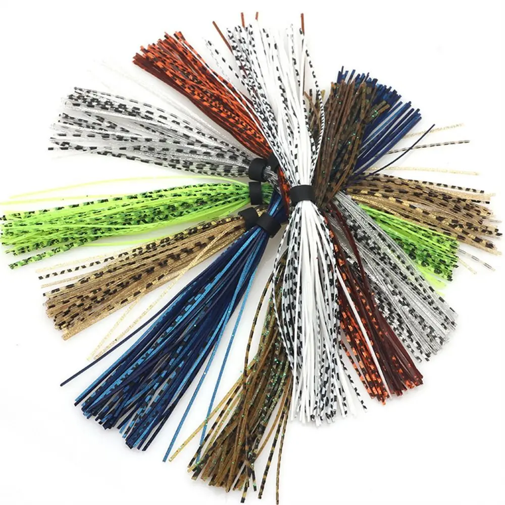 Faldas de silicona Baitfish de 44 hebras, Color mezclado, purpurina, Buzzbaits, Spinner, Material de atado de moscas, plantilla de Color barrado, falda de calamar - imagen 3