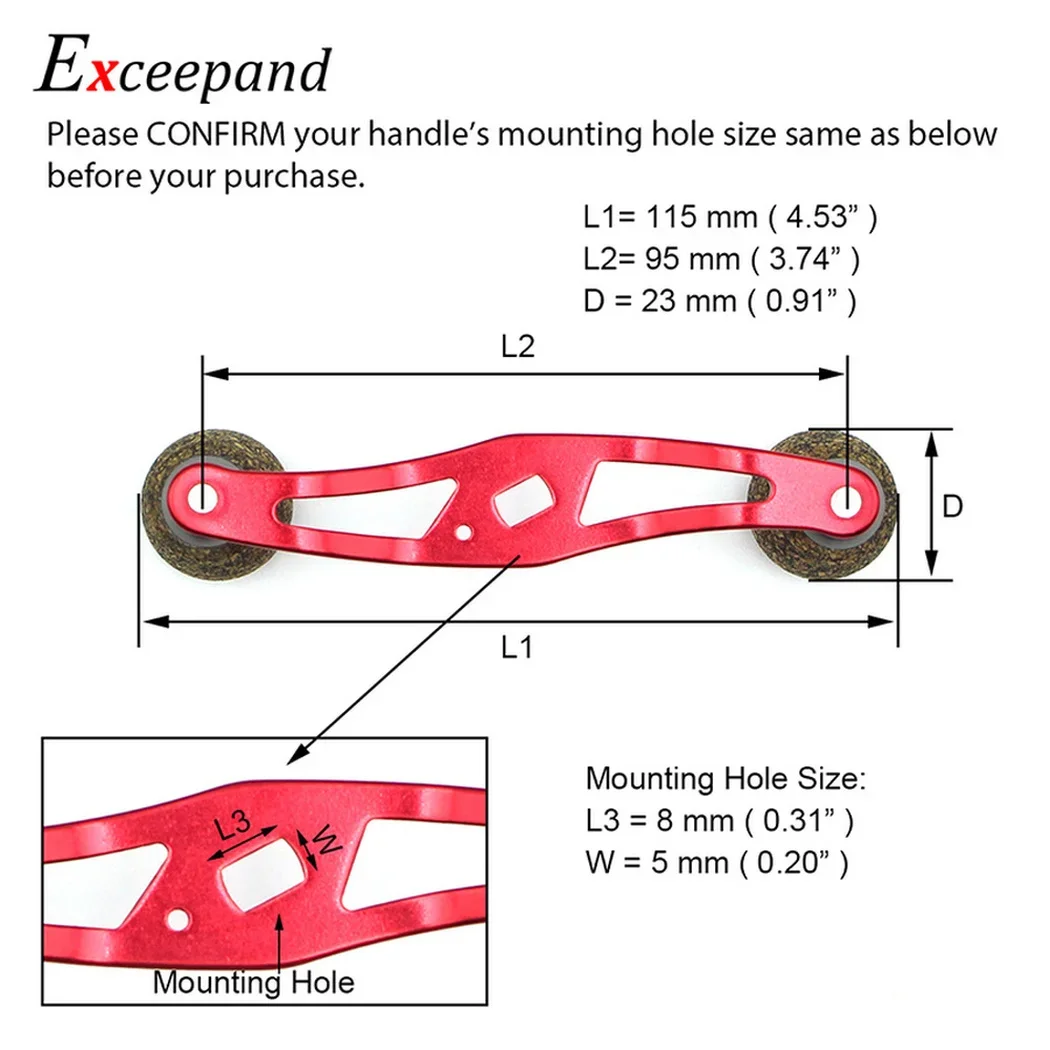 Exceepand-mango de carrete de Baitcasting rojo, mango de reparación de bricolaje, corcho de goma, perillas redondas, empuñaduras de Metal para aparejos de repuesto de Abu Garcia Daiwa - imagen 3
