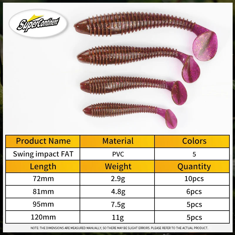 Señuelo de Pesca supercontinente Swing Impact FAT, 7cm/8cm/9,5cm/120cm, Señuelos de Pesca artificiales Leurre Souple - imagen 3