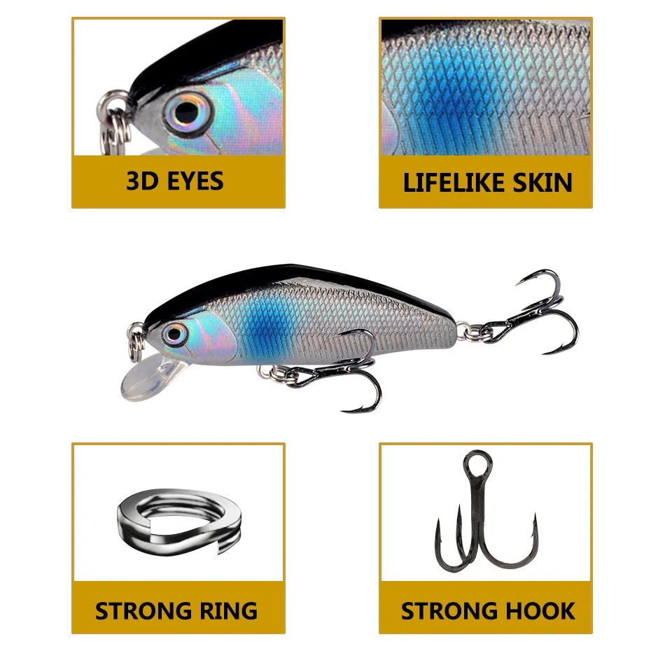 Minnow Wobbler de hundimiento lento, señuelo de pesca de 6cm/5g, Crankbaits, Señuelos de pesca 2022 swimbait, Señuelos de pesca - imagen 5