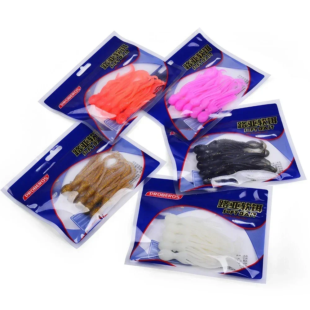 5 unids/set Jig Wobblers cebo suave de silicona gusano pulpo Señuelos de pesca 10cm 4,8g camarones hundimiento giratorio Twintails pesca en el mar - imagen 5