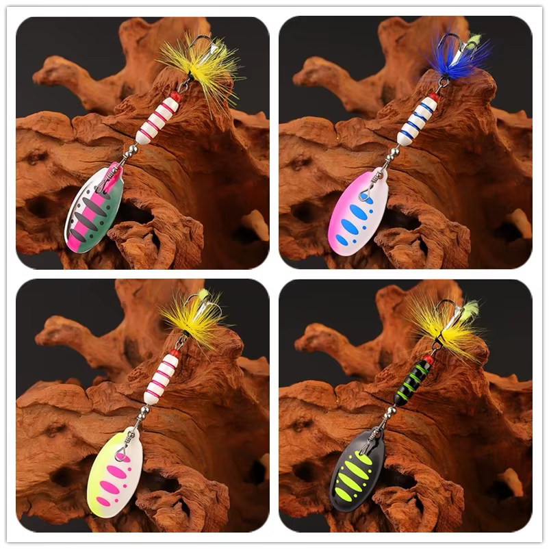 Cebo de Metal giratorio de 7,5G, Señuelos de Pesca con lentejuelas coloridas, juego de Crankbaits realistas, Kit de cebos giratorios de Metal duro para lubina, trucha, salmón - imagen 5