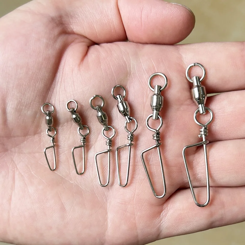 DNDYUJU 10 Uds rodamiento de bolas de pesca giratorios de acero inoxidable arco Snap conector de señuelo de pesca accesorios de pesca herramientas de anzuelo - imagen 3