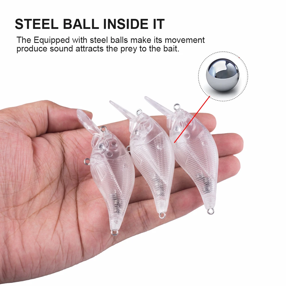 Hanlin-señuelo de pesca sin pintar, 10/20 piezas, 7,5 CM, 9,5G, plástico duro Artificial flotante, Crankbait, espacios en blanco, pintura corporal, aparejos de lubina - imagen 4