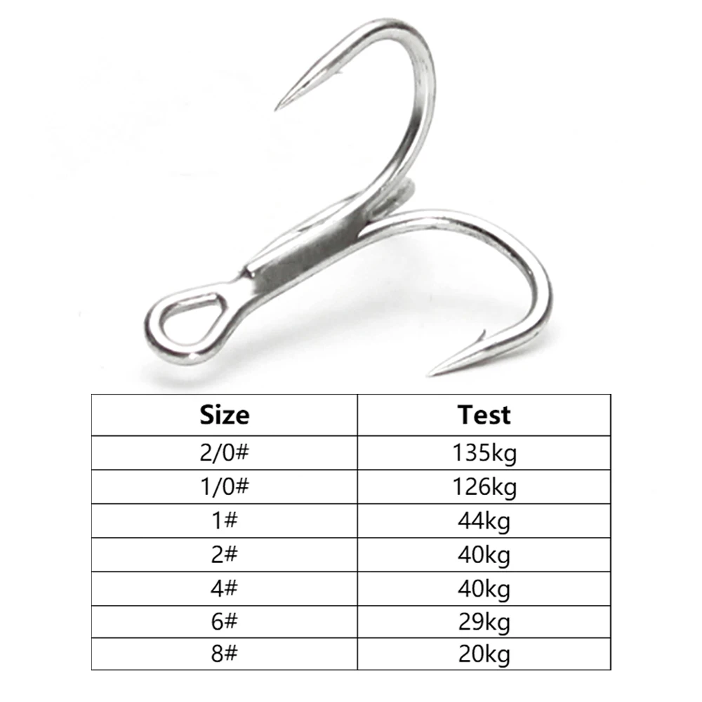 Ellllv 10 Uds 3X anzuelo triple fuerte acero al carbono mate recubierto de estaño anzuelo Triple lubina agua salada aparejos de pesca de agua dulce - imagen 5