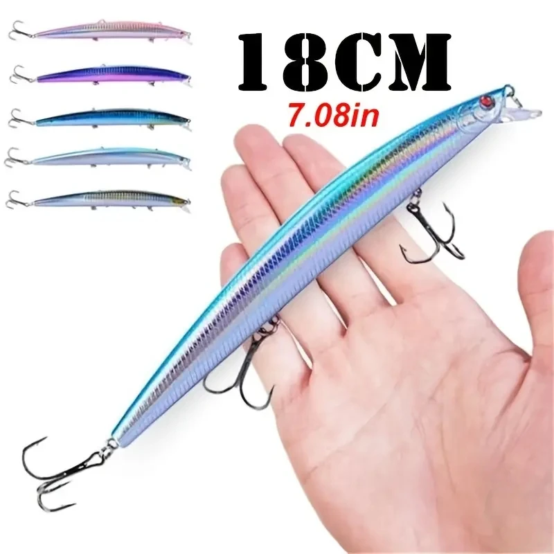 Señuelo Minnow Rígido 18cm 24g Agua Salada – Cebo Plástico con Láser
