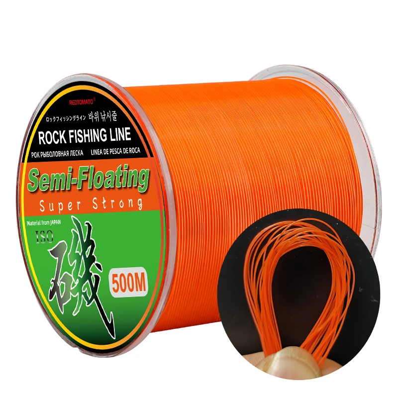 Línea de pesca de nailon monofilamento semiflegante de 500m, blanco, rosa, naranja, verde, amarillo, roca, señuelo de mar, accesorios de pesca - imagen 4