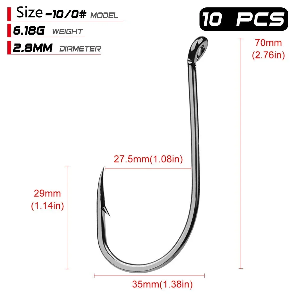 Anzuelos de Pesca de pulpo, conjunto de anzuelos de Pesca de carpa, con púas grandes, 10 piezas - imagen 5