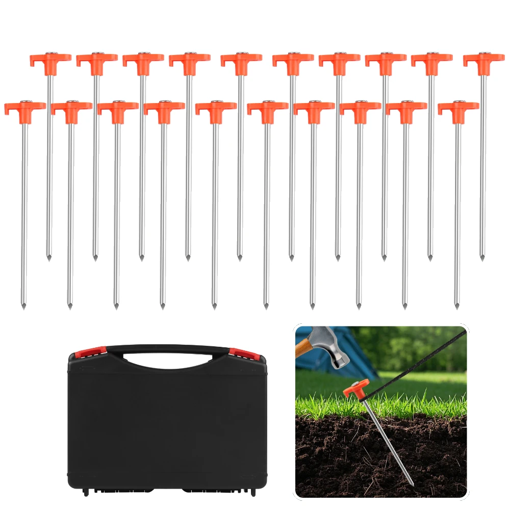 20 unids/lote 20cm tienda de campaña de aleación de aluminio toma clavijas de alta resistencia accesorios de viaje para acampar al aire libre lona clavos ultraligeros clavija de tierra