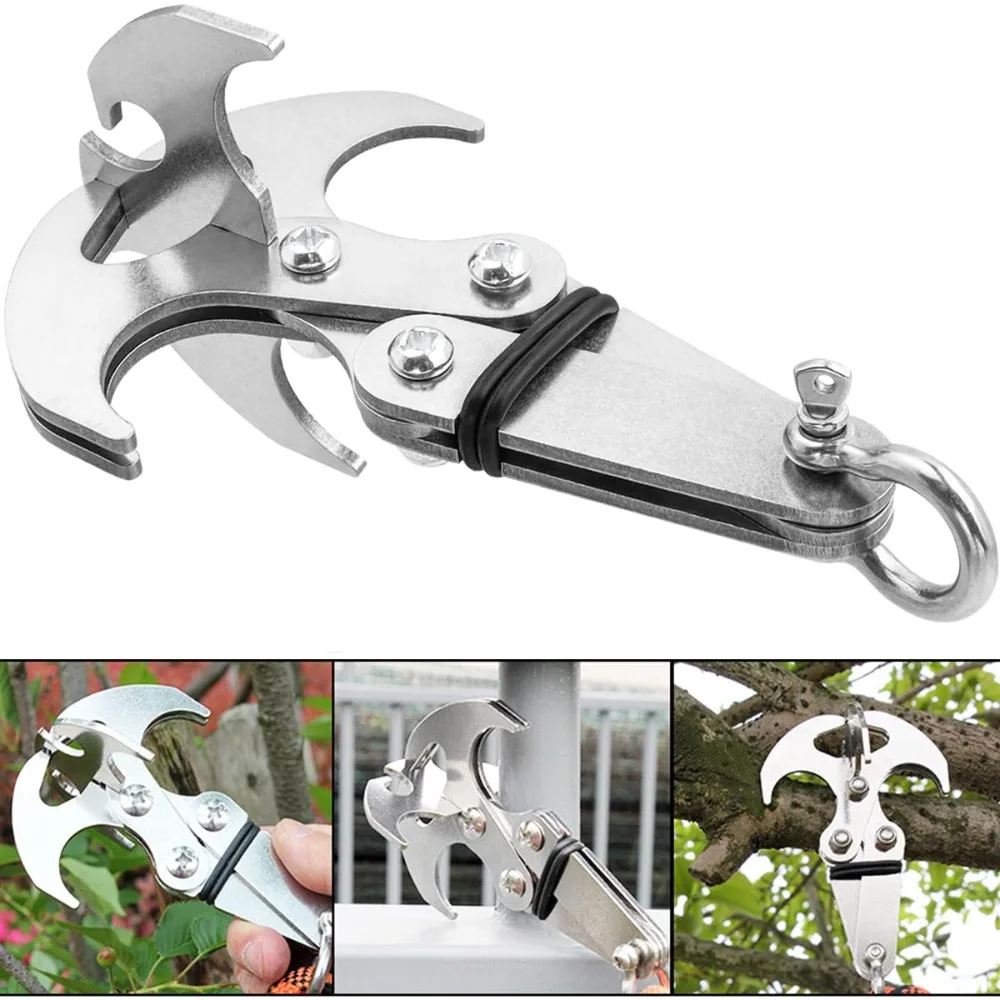 Gancho de agarre de acero inoxidable de alta calidad, mosquetones plegables, gancho duradero, portátil, garra de escalada para exteriores - imagen 4