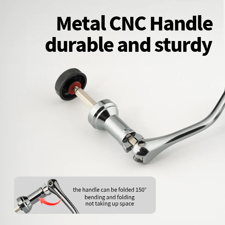 Carretes de pesca giratorios 500-7000, mango de repuesto, agarre de bola de Metal, mango plegable de aleación de aluminio de varios colores - imagen 4