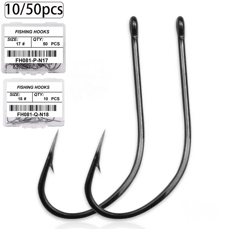 10/50 unids/caja anzuelos de pesca Japón caja de aparejos de pesca con mosca de acero rico en carbono gancho circular anzuelos de pulpo de carpa equipo de pesca