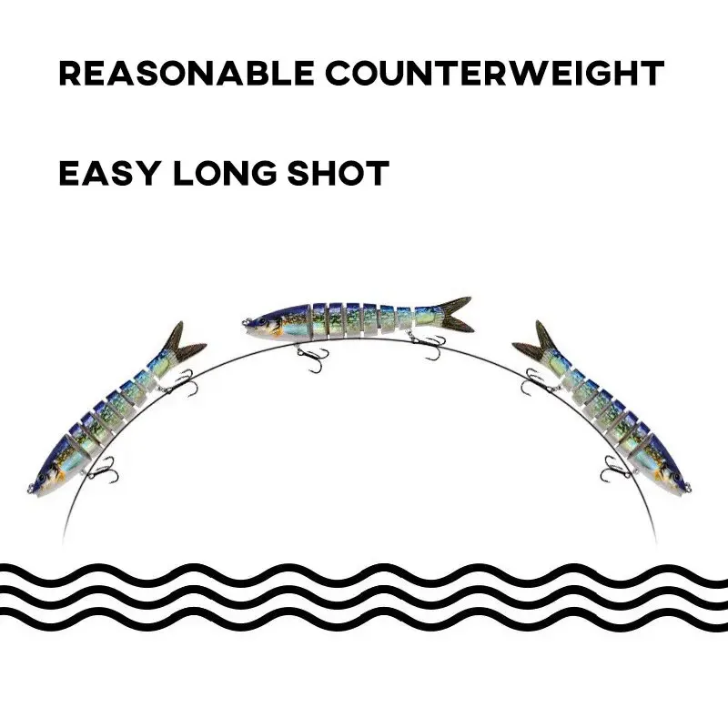 8 Segment Swimbait Vissen Lokken 3 stks Set 135mm 19g Multi Jointed Langzaam Zinkende Bionische 3D Ogen visaas Tool Vissen Tackles - imagen 4