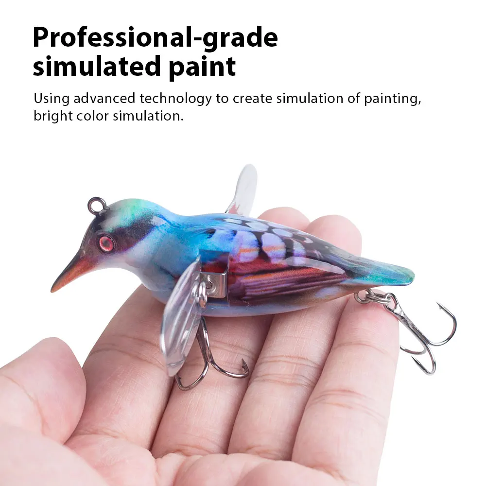 Hanlin 80mm/12g Birds Topwater Popper Bait Floating Fishing Lure Hard Body Metal Wings Wobbler Swimbait Pesca Pike Bass Tackle - imagen 5