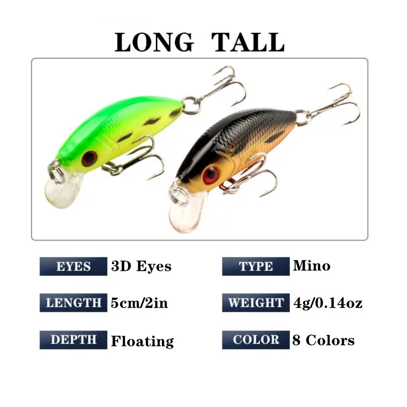 Señuelos flotantes de pesca de pececillos, cebo de plástico Artificial de calidad, 5cm, 3,6g, aparejos de pesca de lubina, carpa y Lucio, 1 unidad
