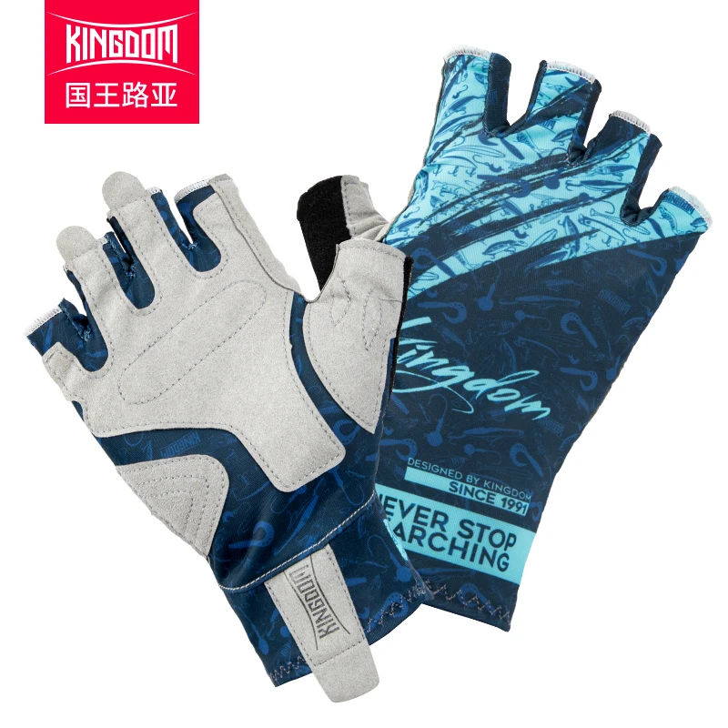 King Lure-guantes de pesca profesionales, protector solar de seda helada en verano, medio dedo, antideslizantes, resistentes al desgaste, transpirables - imagen 3