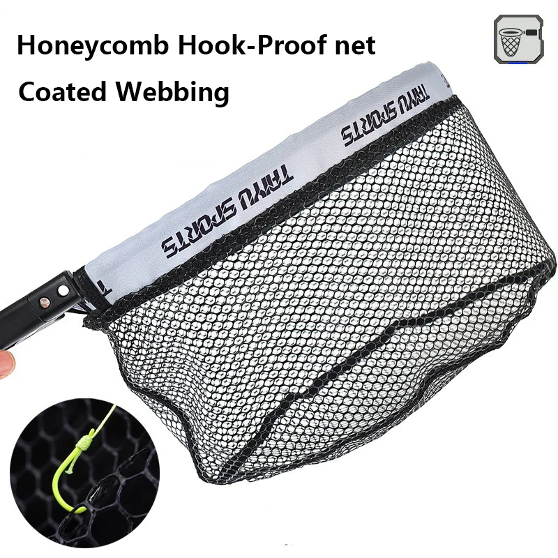 ‌ Red de aterrizaje plegable de 34x25cm, red de pesca compacta de mano para señuelo, pesca con mosca, fundición, cuchara portátil de secado rápido para peces - imagen 3