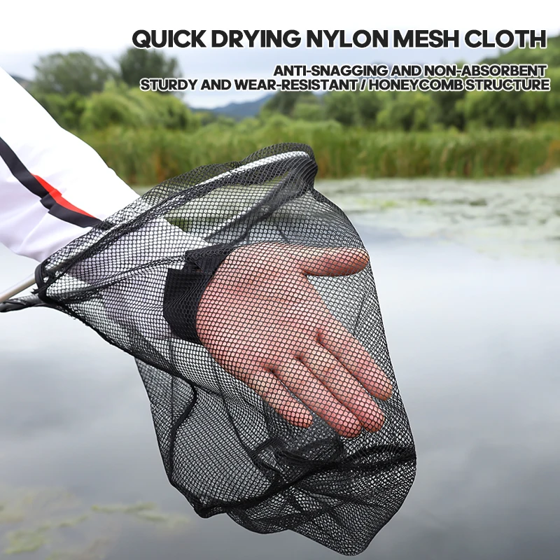 TAIYU-red de aterrizaje de pesca de nailon con mango de aluminio resistente a la corrosión, aparejos de red de mano portátiles sin nudos, herramientas de pesca con mosca - imagen 3