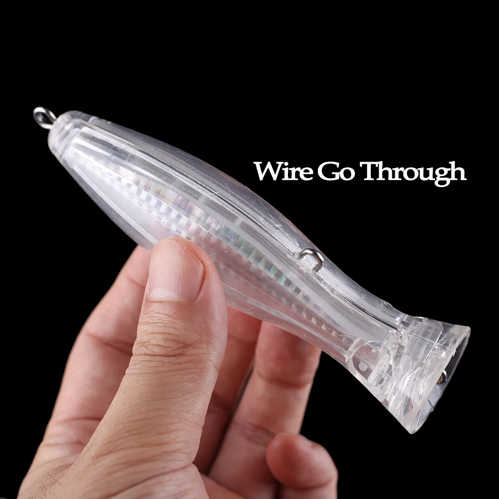 Chan'sHuang-cebo en blanco sin pintar, 10 Uds., 12cm, 37g, lámina superior, sonajeros holográficos interiores, Popper, señuelo de pesca Artificial DIY - imagen 4