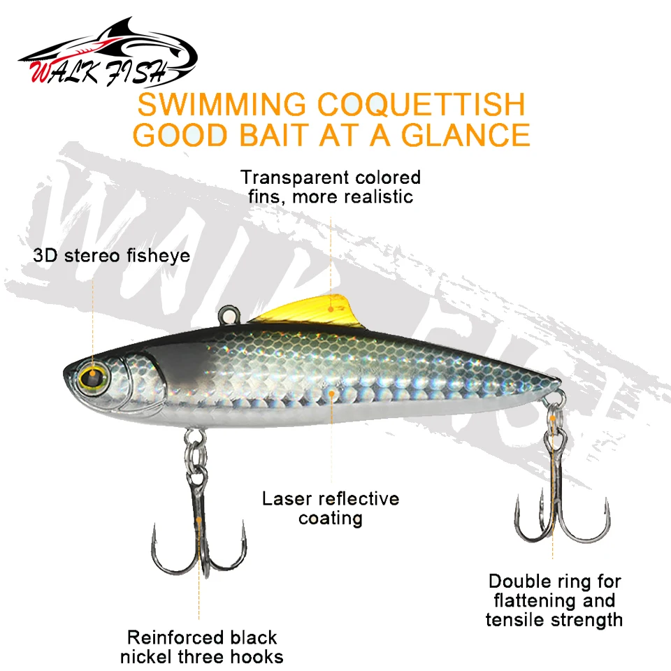 WALK FISH-señuelo de pesca de hielo, cebo duro Wobblers de fundición larga para lubina y Lucio, vibración de mimbre, 85mm, 21g, VIB, Invierno - imagen 5