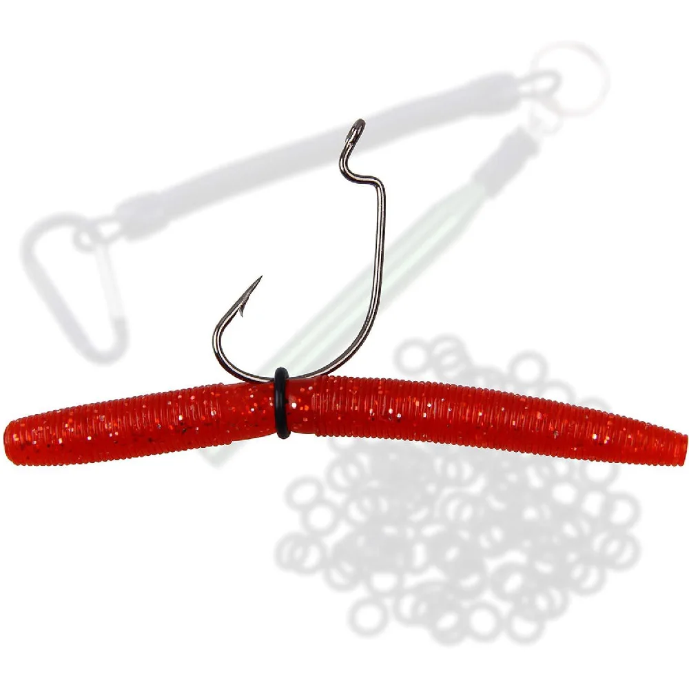 200 Uds. De juntas tóricas de goma, Kit de aparejo de gusano loco para cebos de gusano blando de plástico, anzuelos de pesca para pesca de lubina, herramienta de aparejo loco - imagen 3