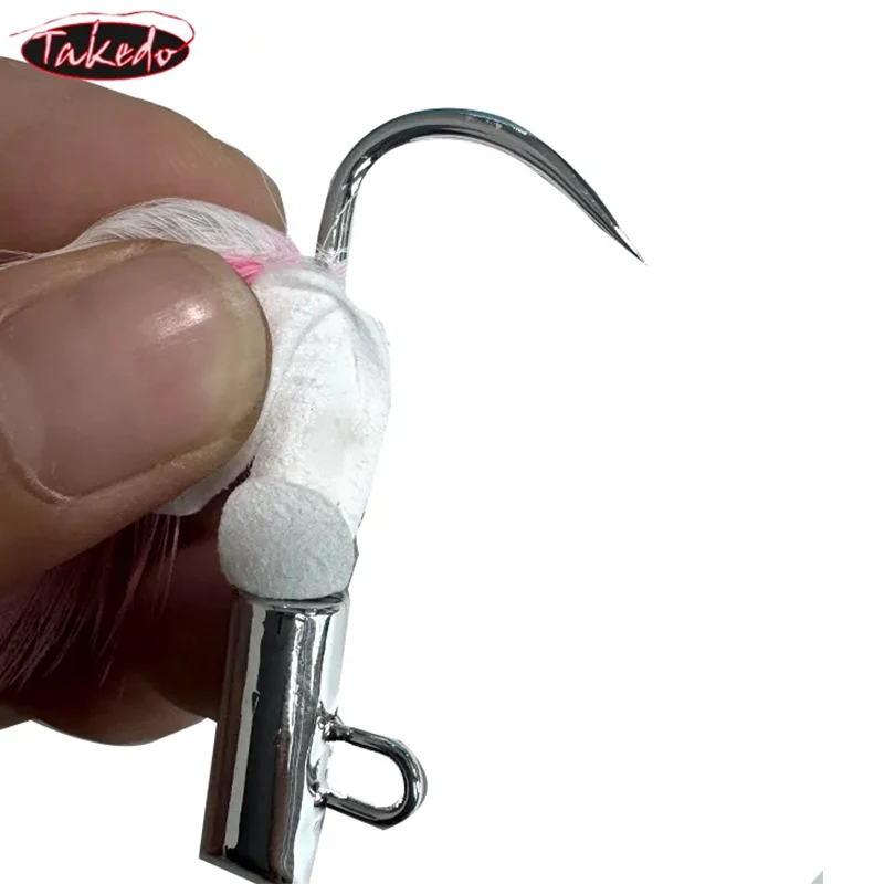 TAKEDO HT01 2.0 #   2.2 #   2.5 #   2.8 #   3.0 # Anzuelo de piel de ciervo galvanizado para pesca en el mar, anzuelo de plumas para Jigging, juego grande, anzuelo de atún y tiburón - imagen 5