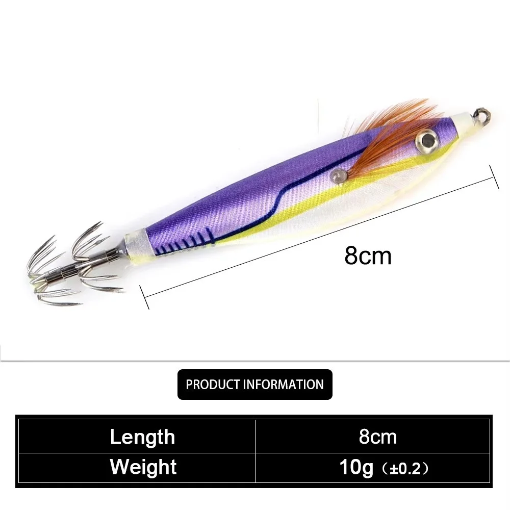 FTK-plantillas luminosas de calamar, señuelo de pesca de mar, pulpo, camarón, cebo duro Artificial, anzuelo de calamar, accesorios de pesca, 10g - imagen 3
