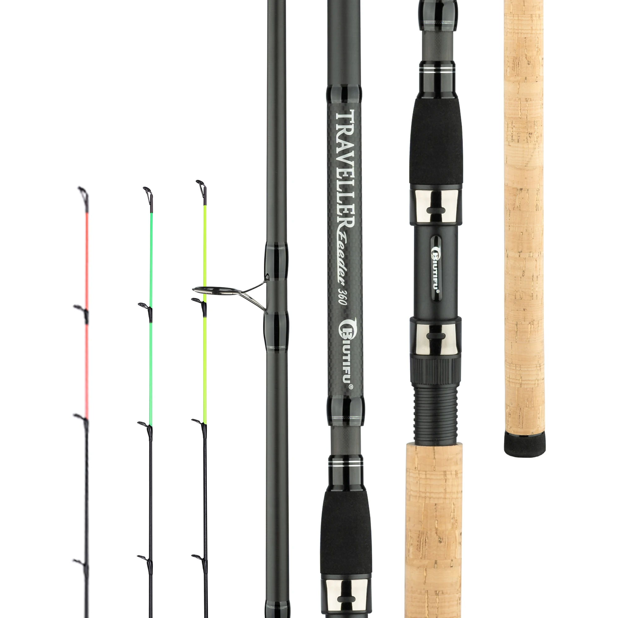 BIUTIFU-cañas de pescar para carpa, alimentador de viajero, 3,0 m, 3,6 m, 3 puntas, peso de fundición, 120g, caña de viaje giratoria de fibra de carbono, mar de agua dulce - imagen 5