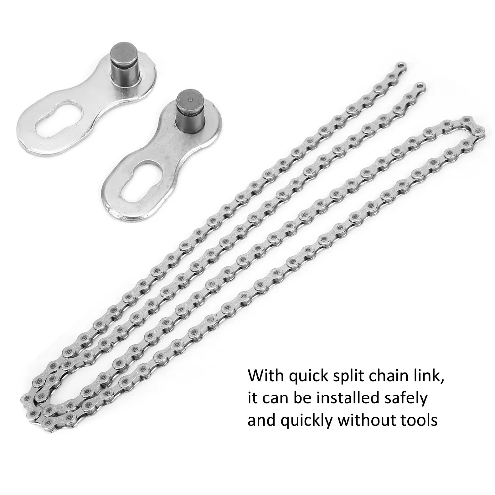 Cadena de bicicleta duradera de 10 velocidades, 1/2 "X 11/128", 116 eslabones, cadena de bicicleta de carretera, cadena de repuesto de acero rico en carbono, reparación de bicicletas - imagen 3