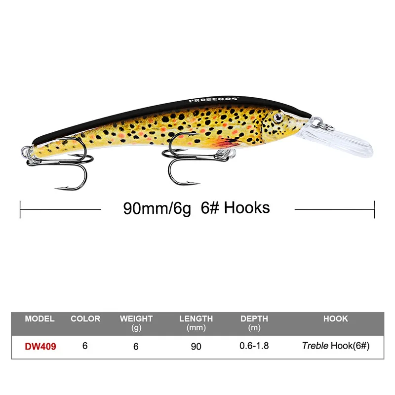 Señuelo de pesca flotante, sistema de peso de agua superior, cebo duro 6 #, anzuelos fuertes, lubina, Wobbler, Jerkbait, Swimbait, 9,5 cm, 5,68g - imagen 4