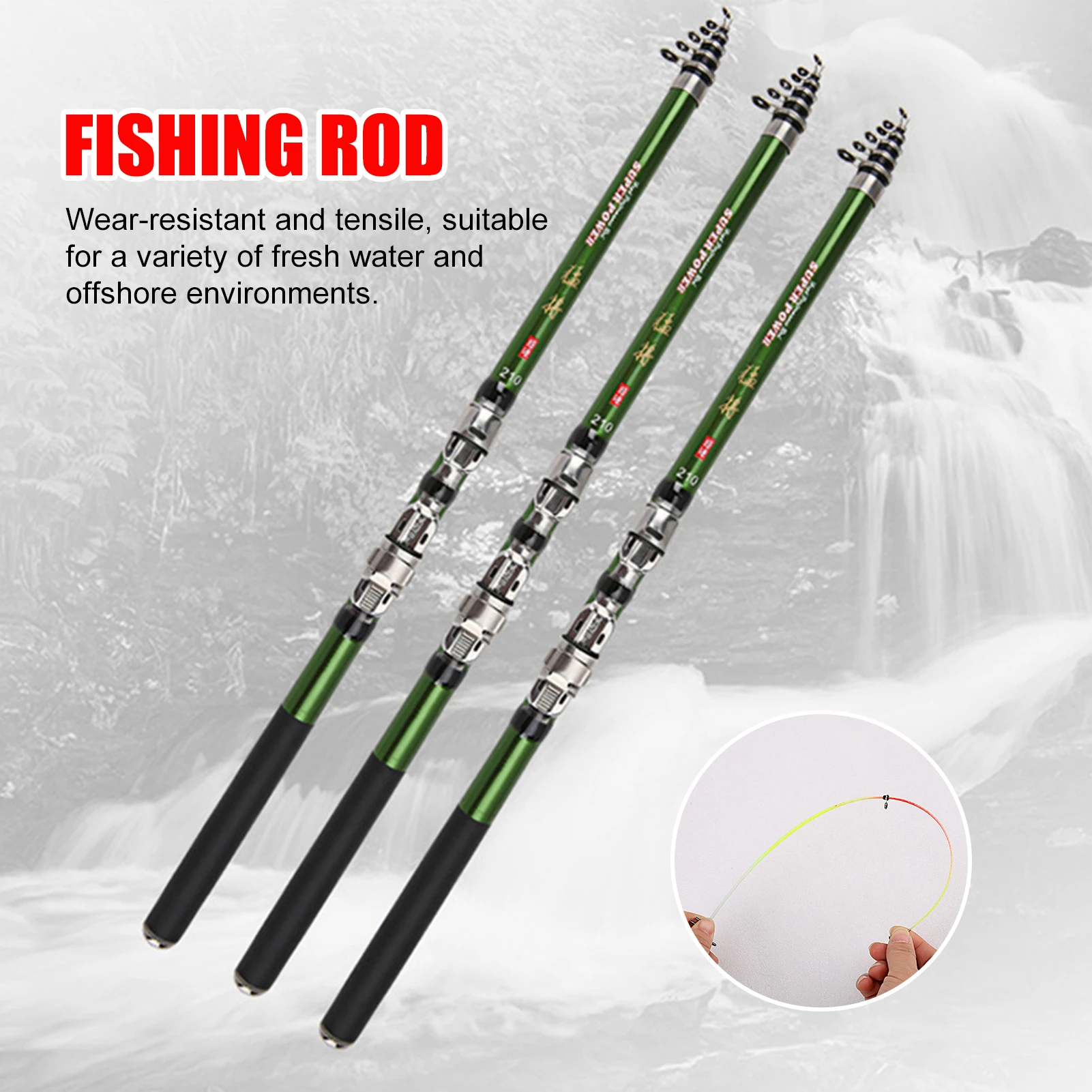 Caña de pescar portátil de 1,8-3m, caña de pescar telescópica ultraligera de fibra de carbono para invierno, pesca en hielo al aire libre, equipo de pesca con caña de mano - imagen 3
