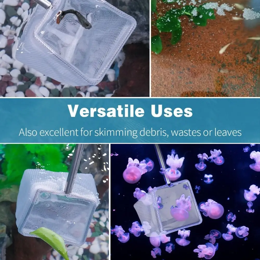Red extensible para pecera pequeña, mango de acero inoxidable, malla fina, red de desnatado, residuos de alimentos, red suave para camarones y acuario - imagen 2