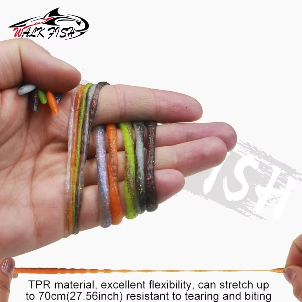 WALK FISH 10 Uds 110mm 2,2g cebos blandos fideos flotantes gusano TPR olor a pescado piruleta insecto dos colores pez mandarín lubina Artificial - imagen 3
