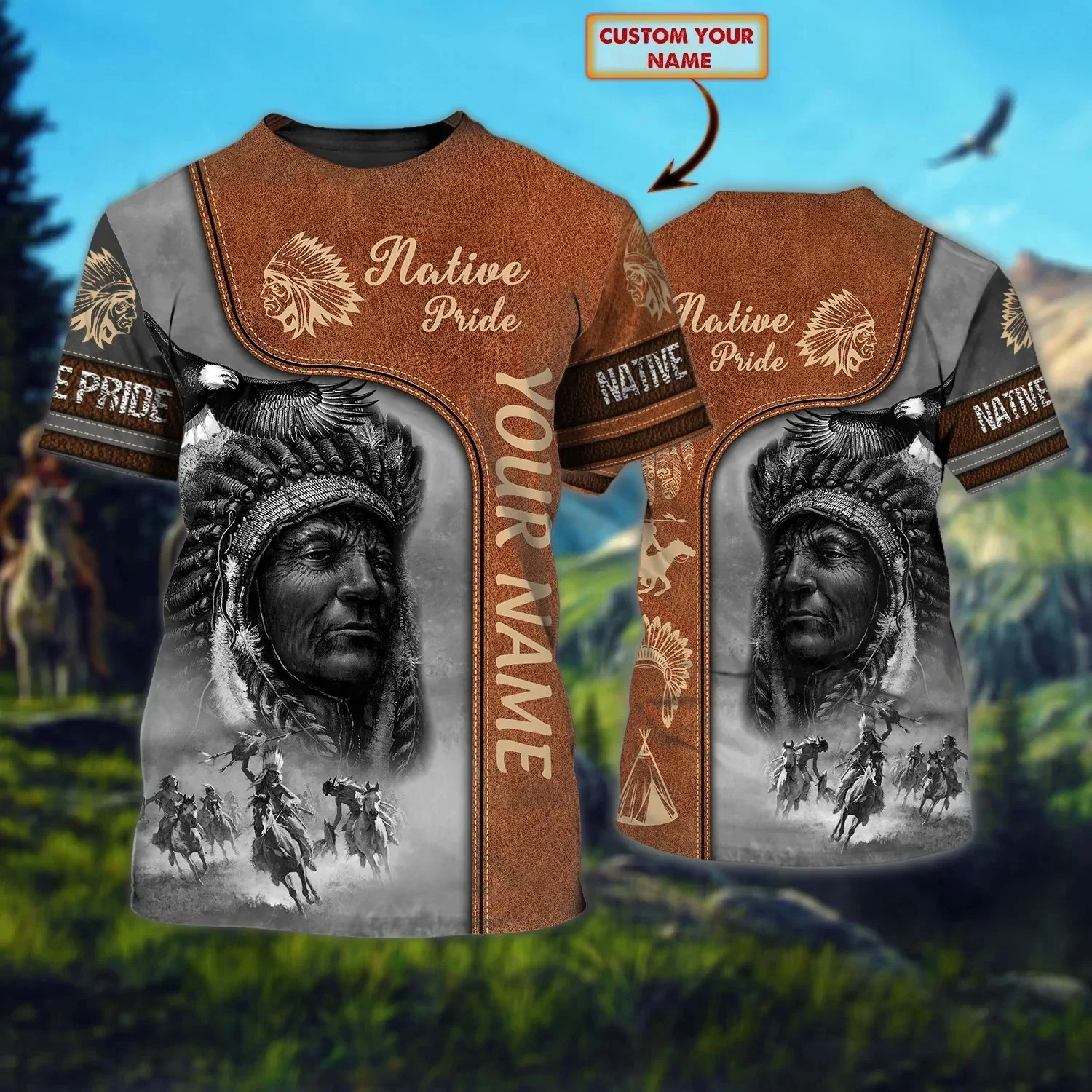 Camiseta personalizada con estampado de lobo nativo en 3D para hombre, camiseta a la moda con estampado completo, camiseta informal de calle Unisex de estilo veraniego TX286 - imagen 5