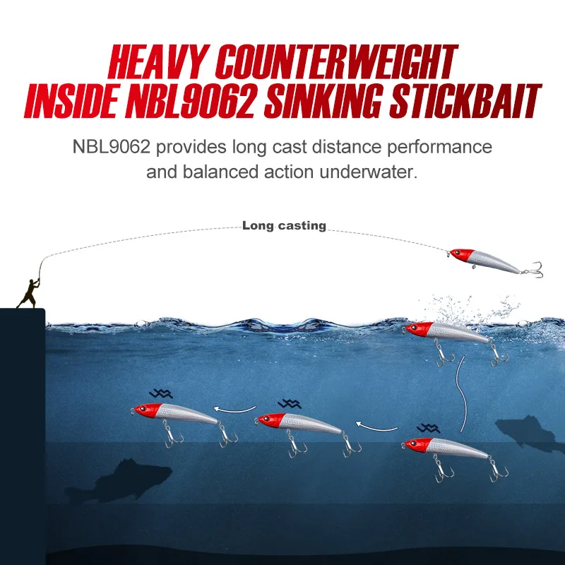 NOEBY-señuelo de pesca Stickbait, 140mm, 70g, 160mm, 98g, 180mm, 145g, cebo duro Artificial, juego grande, Señuelos de pesca de atún marino - imagen 5