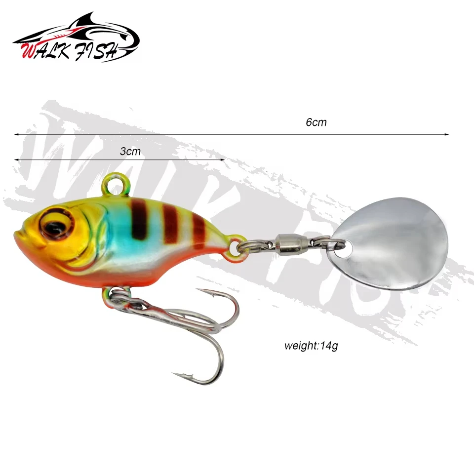WALK FISH 58mm 14g plantilla de Metal VIB cebo giratorio señuelo cebo duro cebo Artificial falso aparejos de pesca de lubina de agua dulce hundimiento - imagen 5