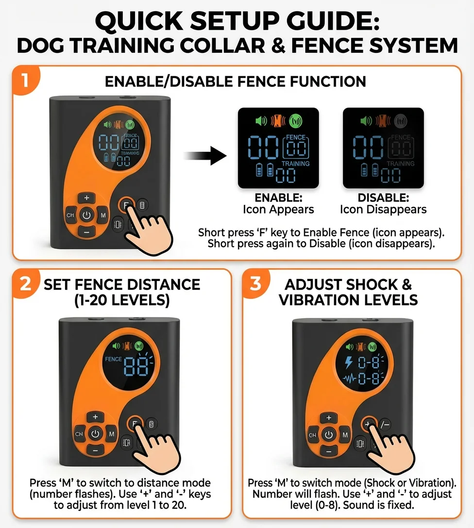 Valla eléctrica para perros inalámbrica con entrenador remoto, sistema de entrenamiento para mascotas 2 en 1, Collar de choque impermeable para perros, Control antiladridos - imagen 5