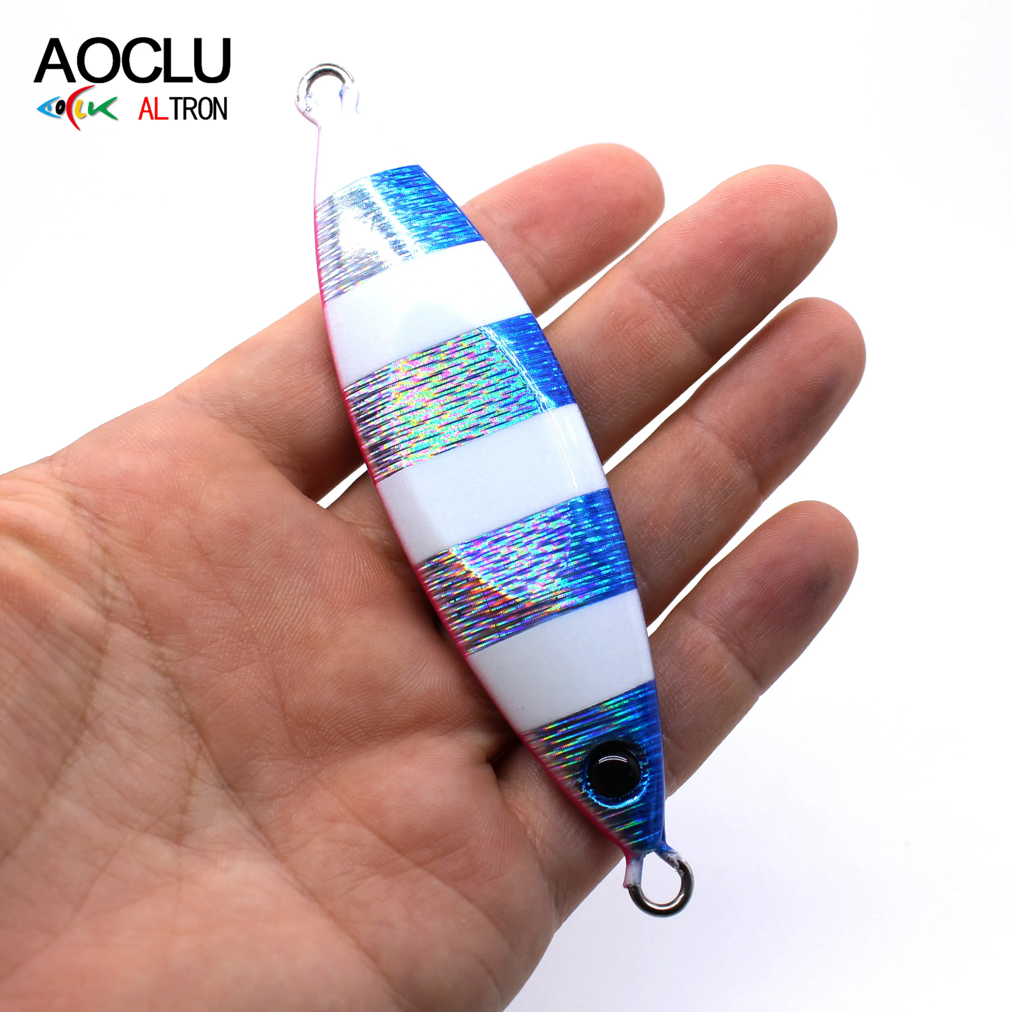 AOCLU-gabarito de Metal lento de calidad japonesa, 5g, 15g, 40g, 80g, 120g, cebo duro que se hunde, Señuelos de Pesca, holograma reflectante, luminoso, UV - imagen 5