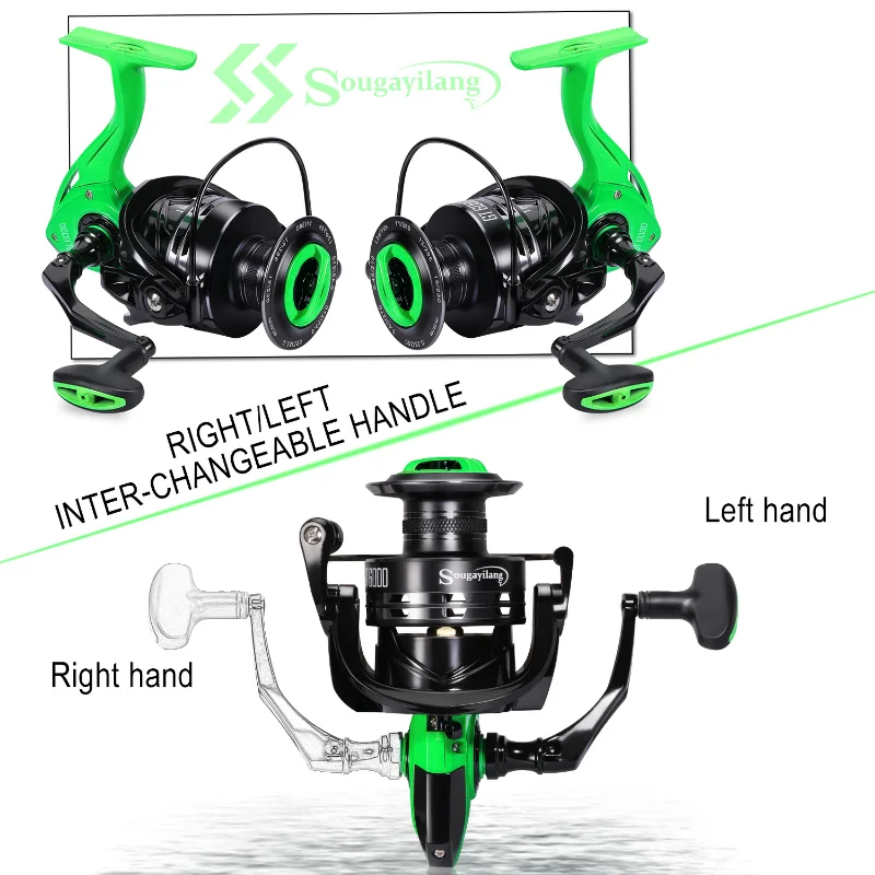 Sougayilang-carrete de pesca giratorio GT1000-6000, bobina de aluminio ligero, arrastre máximo de 10kg, para pesca de carpa y lubina, 5,2: 1 - imagen 5