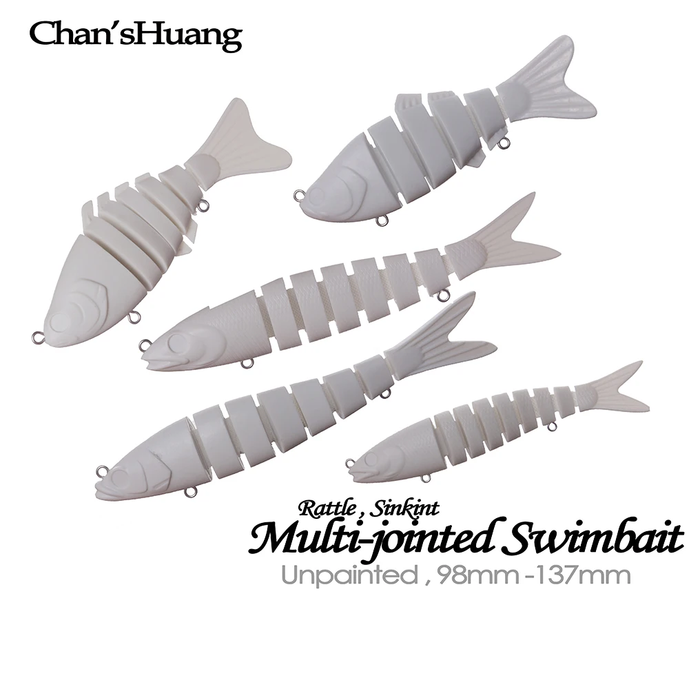 Chan'sHuang, 10 Uds., cebo en blanco sin pintar, Swimbait multiarticulado, sonajero que se hunde, aparejos de pesca hechos a mano DIY