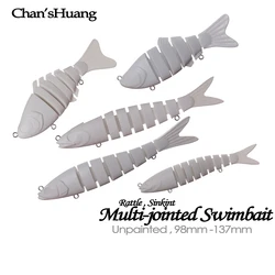 Chan'sHuang, 10 Uds., cebo en blanco sin pintar, Swimbait multiarticulado, sonajero que se hunde, aparejos de pesca hechos a mano DIY