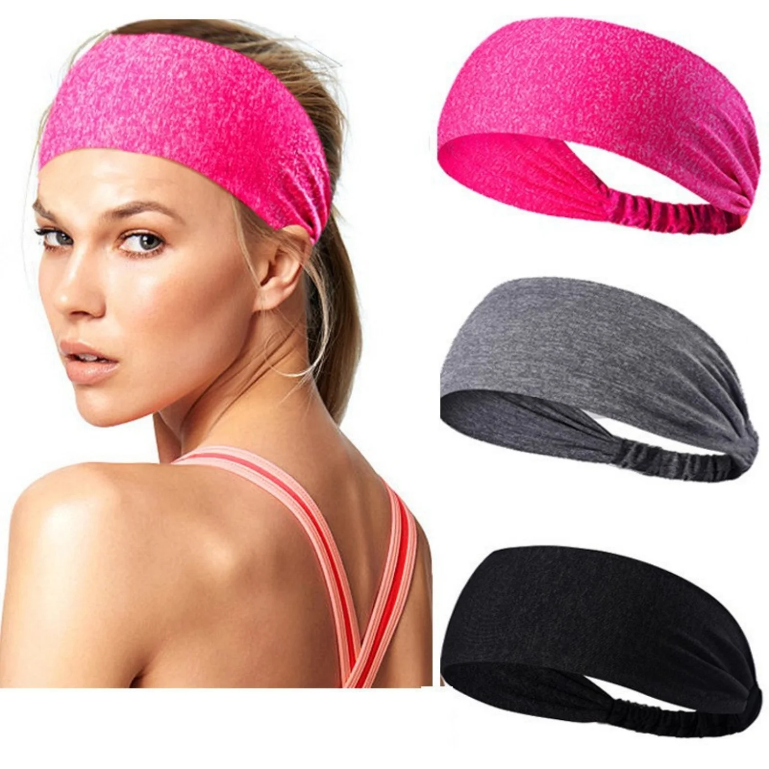 Bandas para el sudor para Fitness, diadema deportiva que absorbe la humedad, Yoga, baile, correr, ciclismo, diadema absorbente de sudor transpirable - imagen 3
