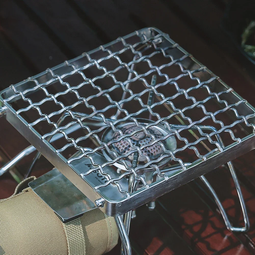 Soporte para estufa de Camping, estufa de Camping de acero inoxidable, estante para parrilla, portátil, plegable, para cocinar, Picnic, herramienta de viaje y senderismo - imagen 3
