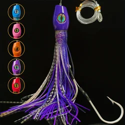 Aventik-señuelo de pesca con cabeza de bala, resina de Color sólido, con ganchos dobles de acero inoxidable, falda brillante, ojos realistas, señuelo de agua salada