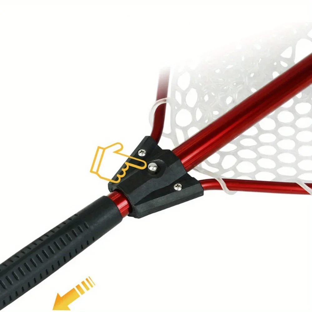 Hamaca de aterrizaje de pesca con mango portátil de 94cm, ultraligera para pesca voladora, lubina, trucha, barco, equipo con mosca con malla de silicona suave - imagen 5