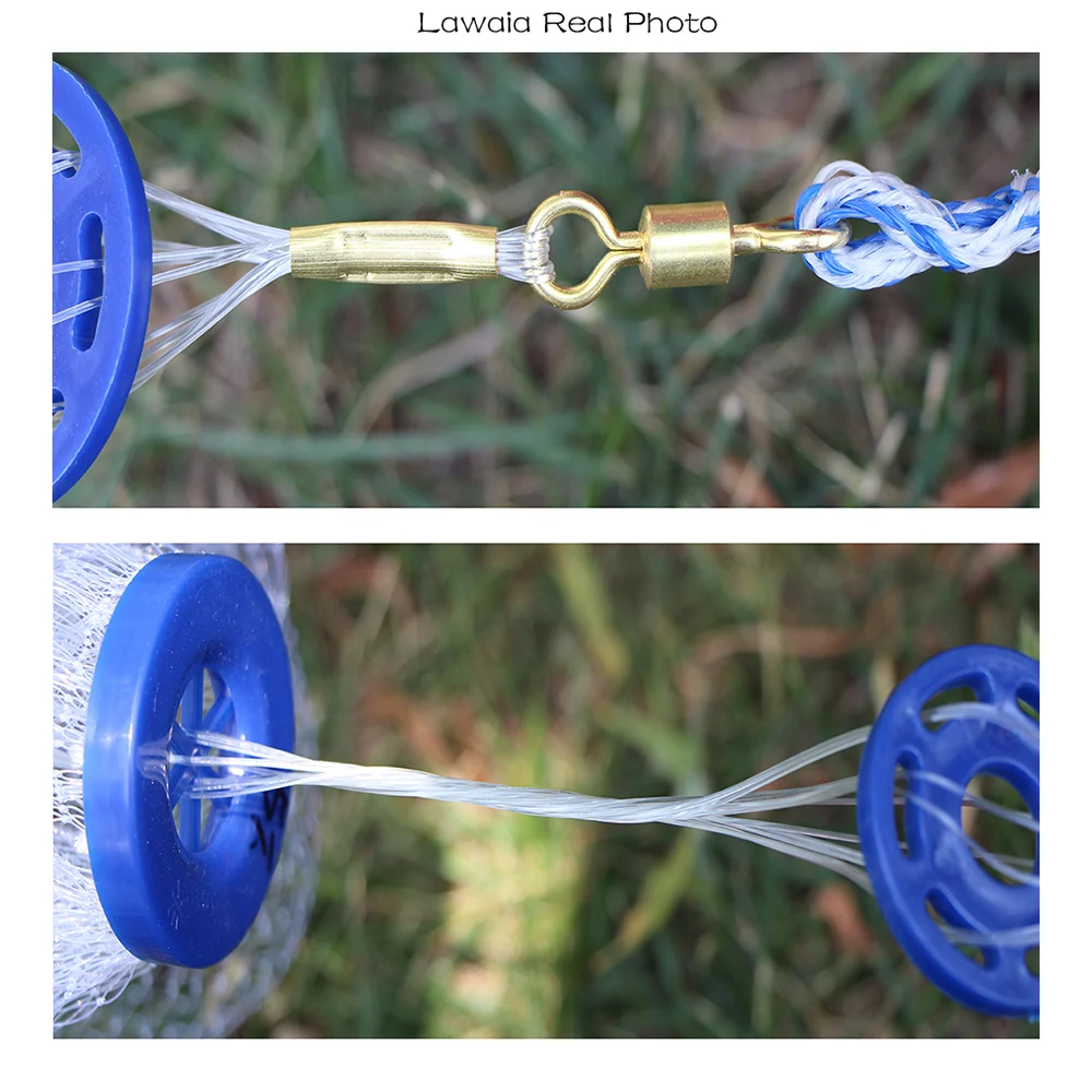 Red de pesca Lawaia, redes de fundición a mano americana, red de captura de moscas con plomos, trampas de cebo para camarones, diámetro de 1,8 m-7,2 m - imagen 4